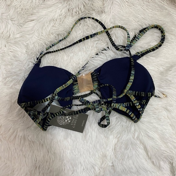 NWT Vince Camuto Swim midnight waves strappy back bikini top deep sea - Picture 6 of 11